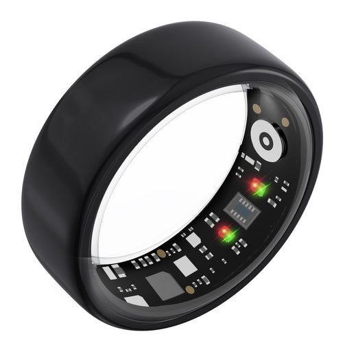 Quriov Smart Ring in black, front view on white background