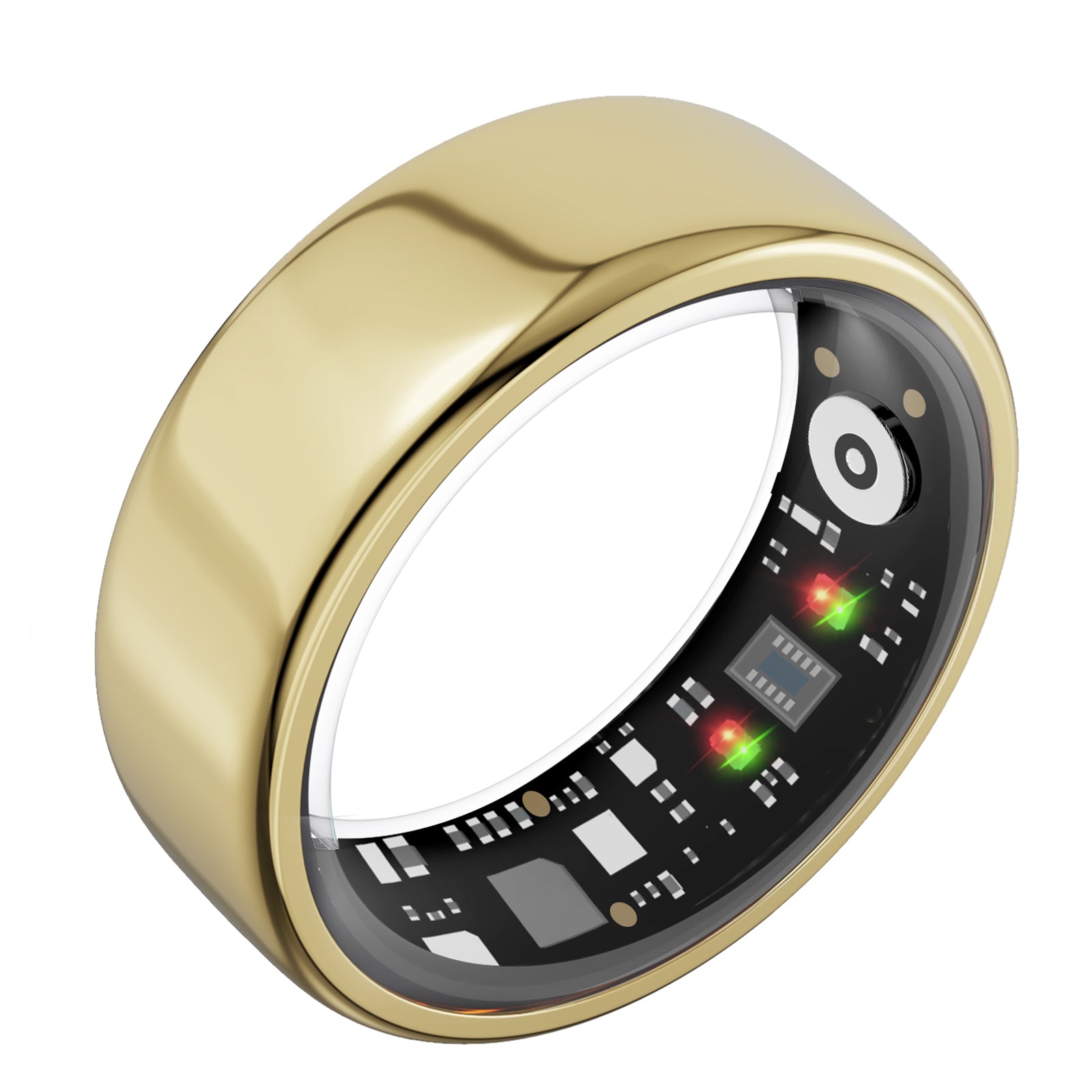 Quriov Smart Ring in gold, front view on white background